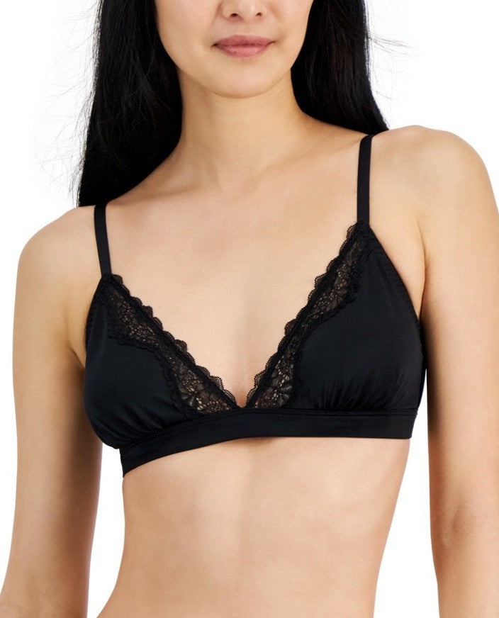 I.n.c. International Concepts Women's Satin Micro Bralette, Black, SMALL