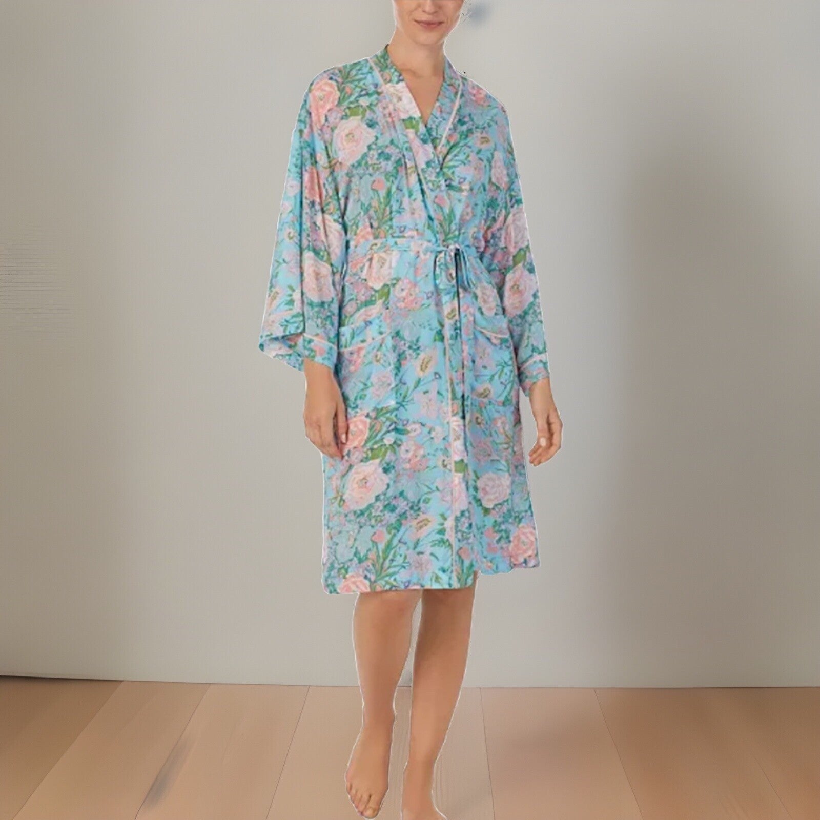 Sanctuary Women's Floral 3/4-Sleeve Wrap Robe Size XS