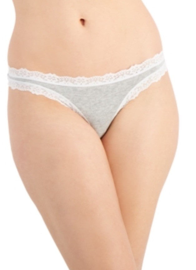 Jenni Women's Lace-Trim Thong Grey XL