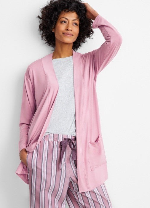 State of Day Women's Knit Open Front Cardigan Mauve Orchid XXL