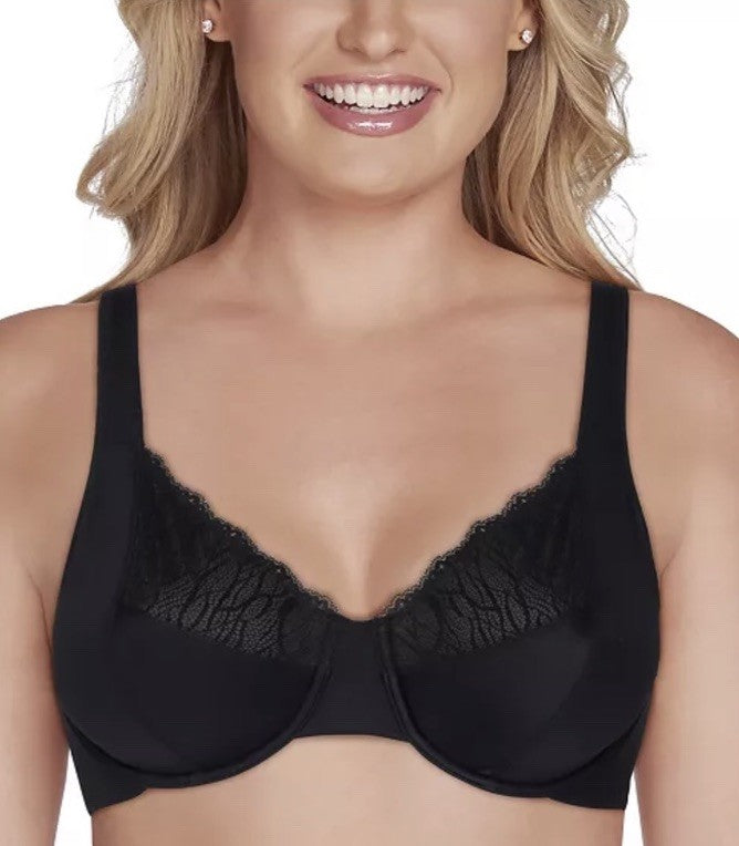 Vanity Fair Flattering Lace Full Figure Underwire Minimizer Black 42C