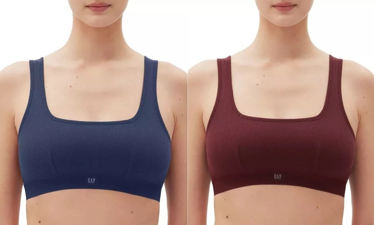Gap GapBody Women's Ribbed Logo Comfort Racerback Bra True Navy Size  Large 