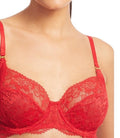 Lauren Ralph Lauren Women's Unlined Lace Full Coverage Bra Red 34B