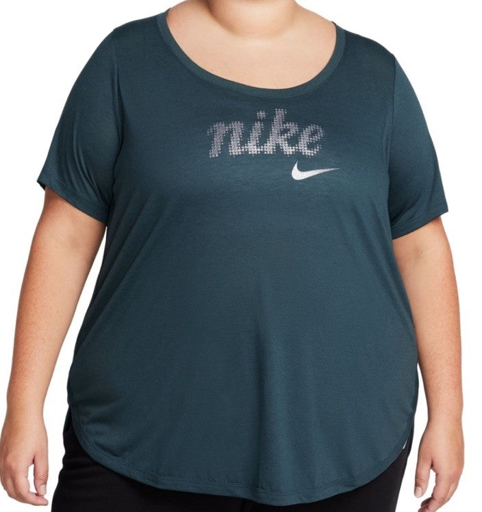 Nike Women's Plus Size Essential Tunic Logo T-Shirt 1X Green 