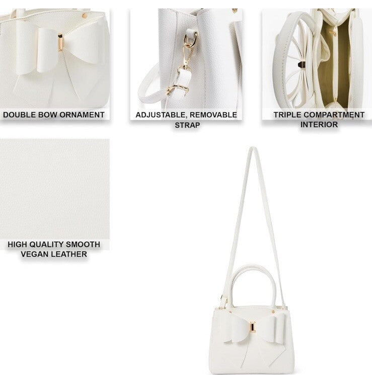 Like Dreams Elegant Vegan Leather Crossbody Bag White - Poppy Easter 