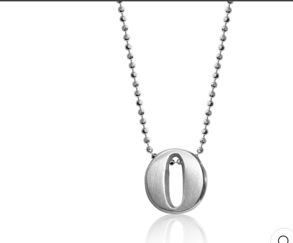 Alex Woo Little Letter by Initial Pendant Necklace in Sterling Silver "O”