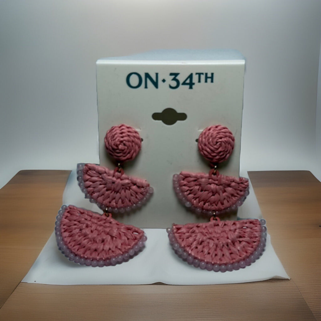 On 34th NWT Pink Woven Statement Earrings