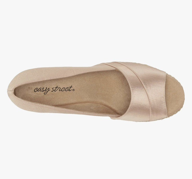 Easy Street Women's Jasper Super Flex Espadrille Sandals Natural Thai Silk 8ww