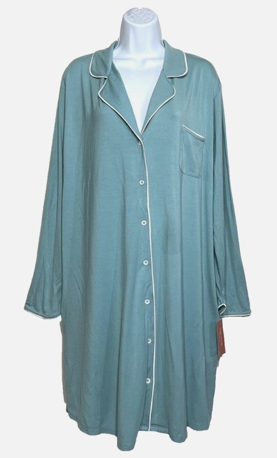State of Day Women's Notch Collar Sleepshirt XS Nile Blue