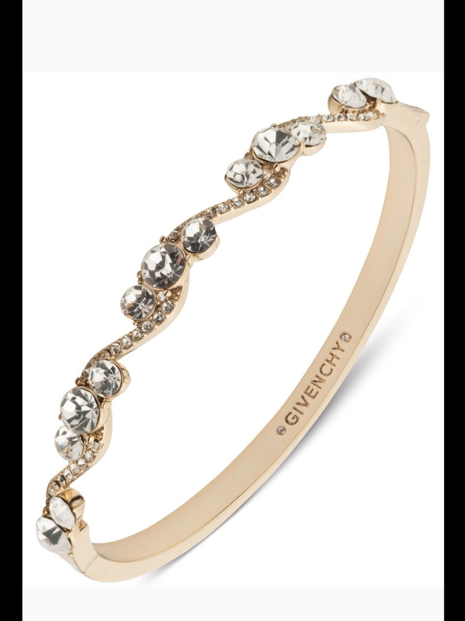 Givenchy Crystal Scroll Bangle Bracelet Gold Tone 