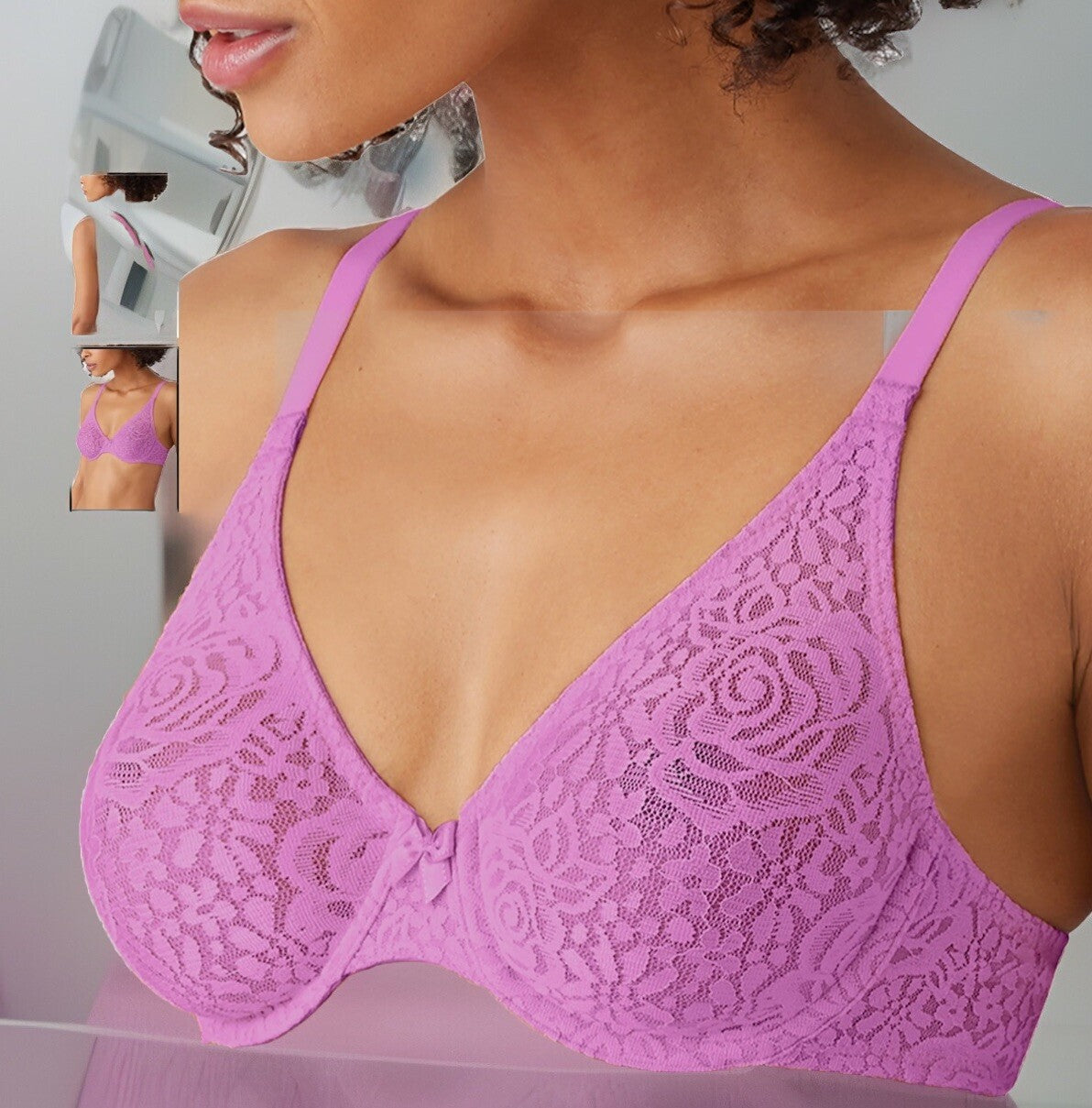 Halo Lace Convertible Underwire Bra Wacoal 38DDD Lilac 
