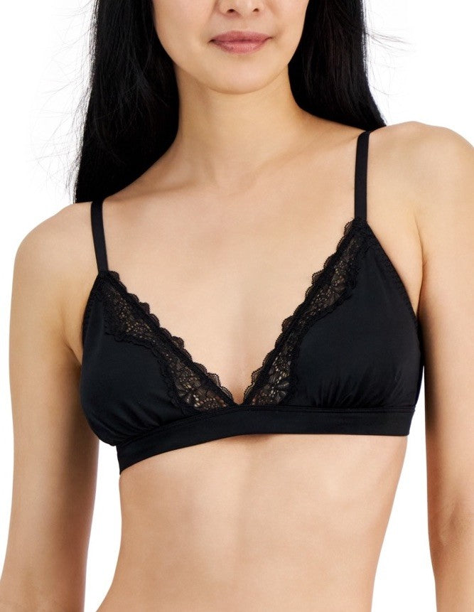 I.n.c. International Concepts Women's Satin Micro Bralette-Black XL