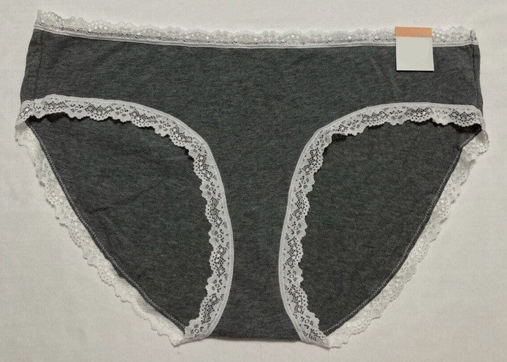 Jenni Women’s Lace Trim Hipster Underwear Pewter Hthr XXXL