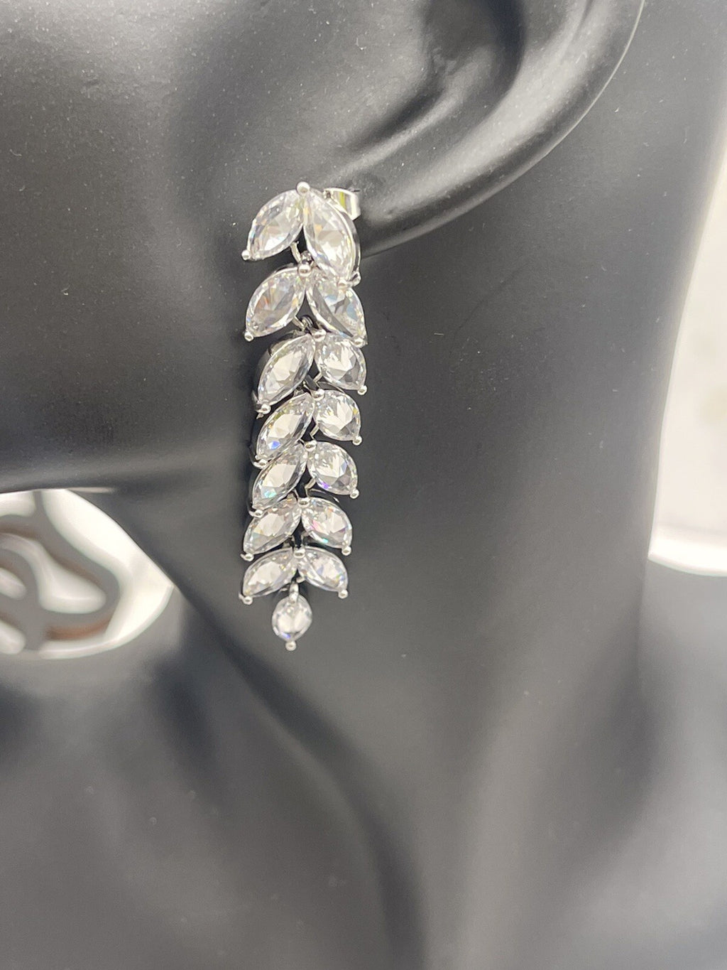 Silver Plated Cubic Zirconia Drop Dangle Earrings 