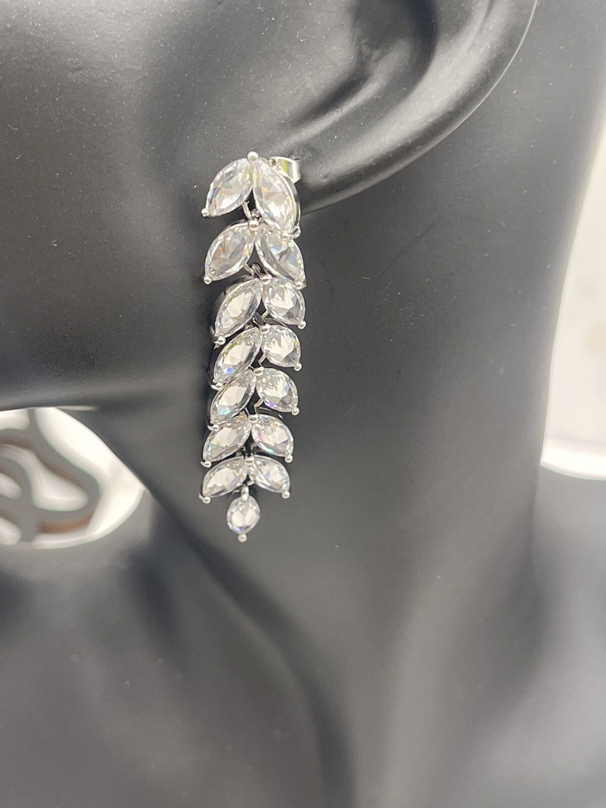 Silver Plated Cubic Zirconia Drop Dangle Earrings 