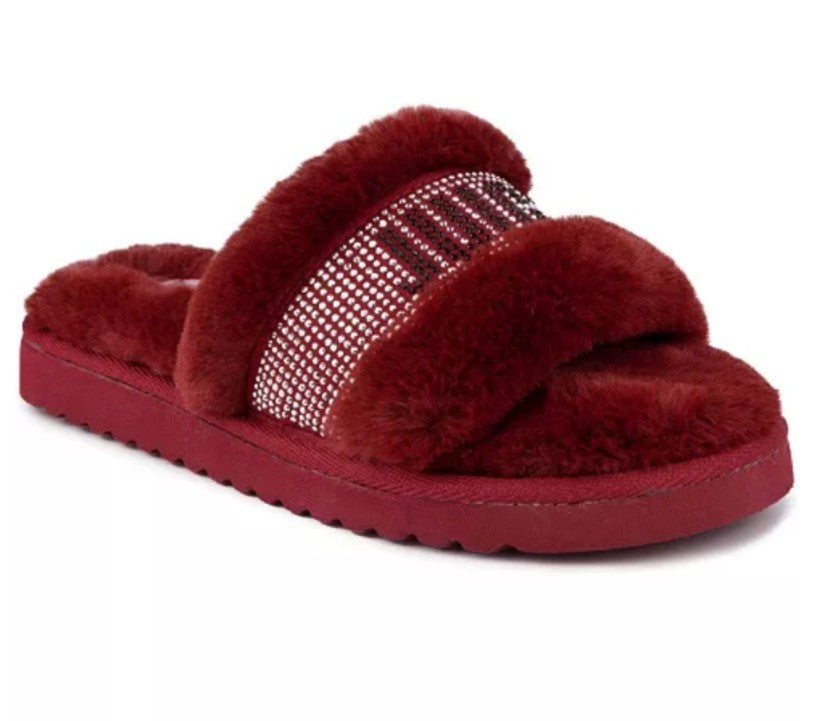 Juicy Couture HALO Faux-Fur Slip-on Slipper Sandals - BURGUNDY 7M