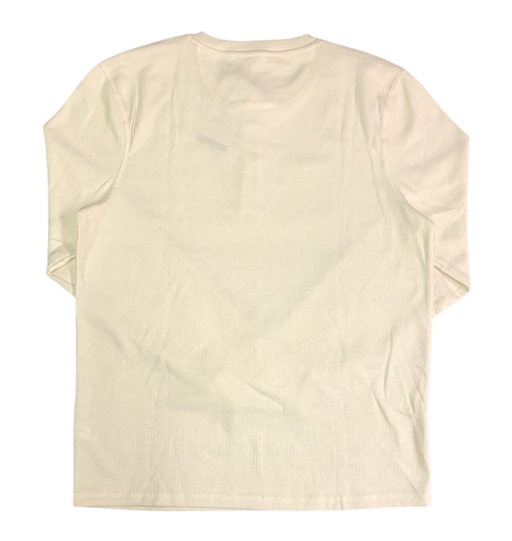 Thermal Henley Classic Fit Waffle Knit Fabric Washed For Softness Stretch 