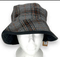 Steve Madden Bucket Hat Reversible Gray Plaid Faux Leather