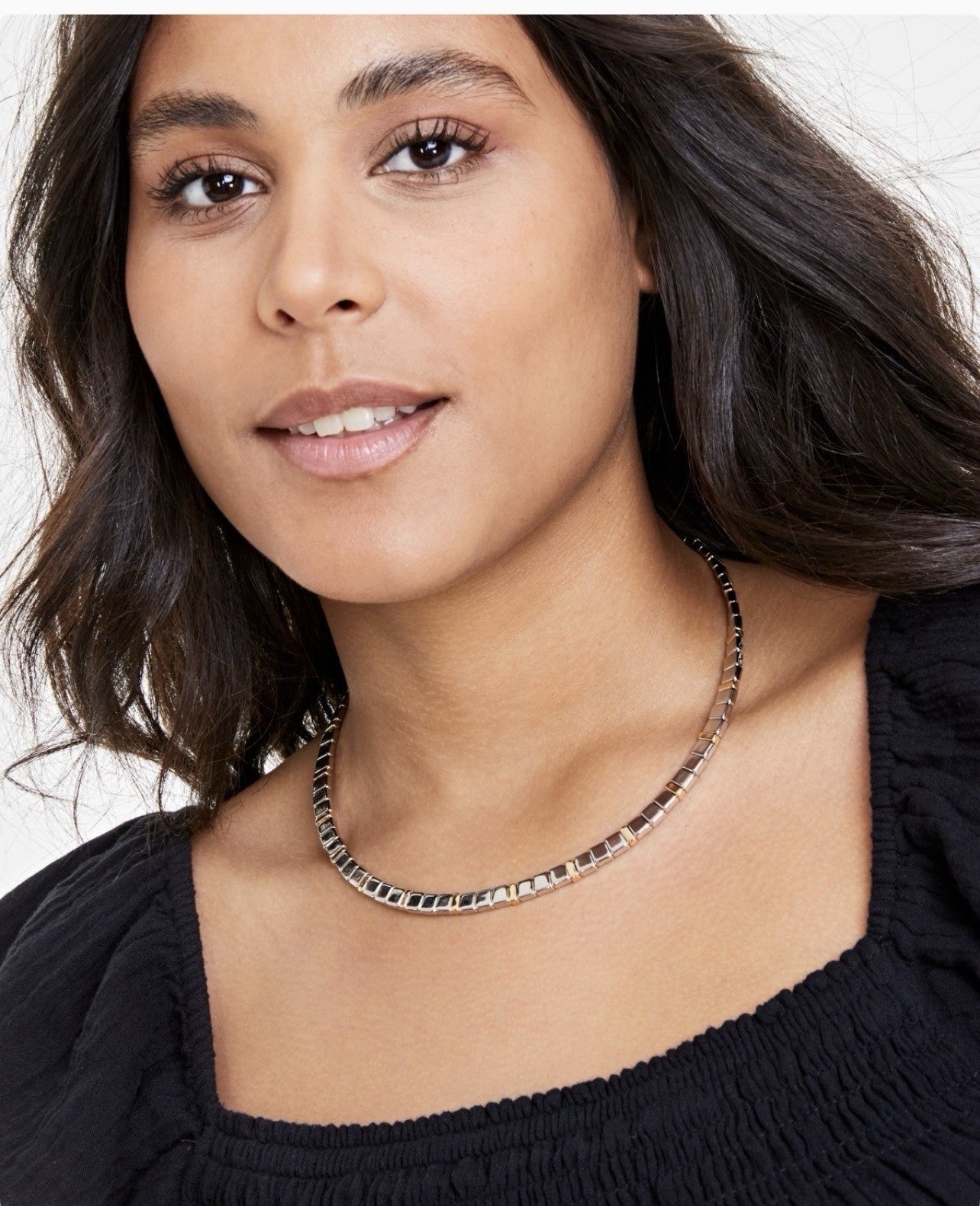 On 34th Two-Tone Square Beaded Collar Necklace, 16" + 3" Extender Multi