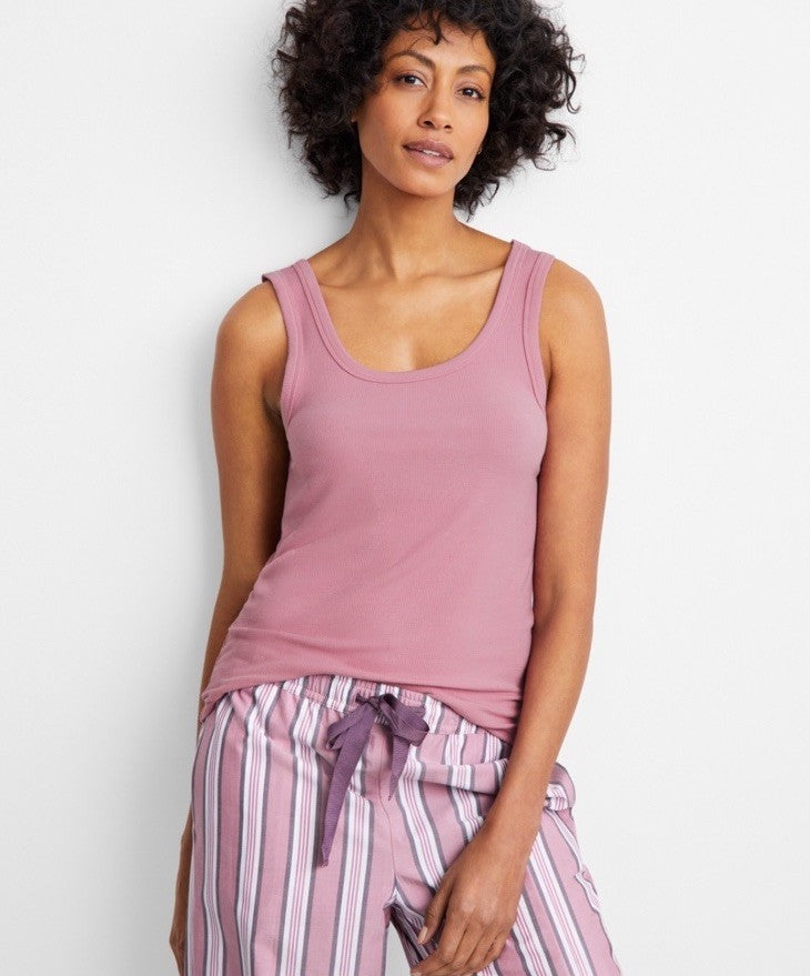 State of Day Women's Ribbed Modal Sleep Tank Top Mauve Orchid XL
