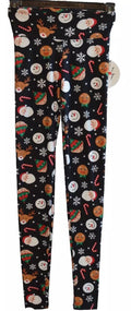 Planet Heart Juniors High Rise Holiday Leggings Santa & Friends Print XS