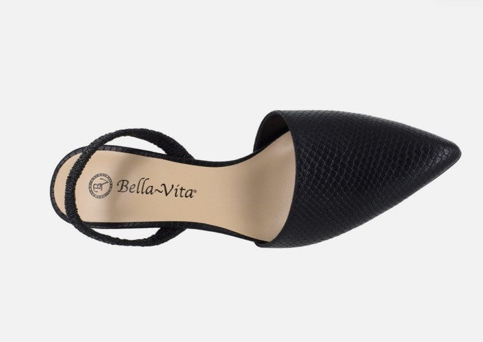 Bella Vita Womens Sarah Slingback Snake Print Pumps Sandals Black Size 11N