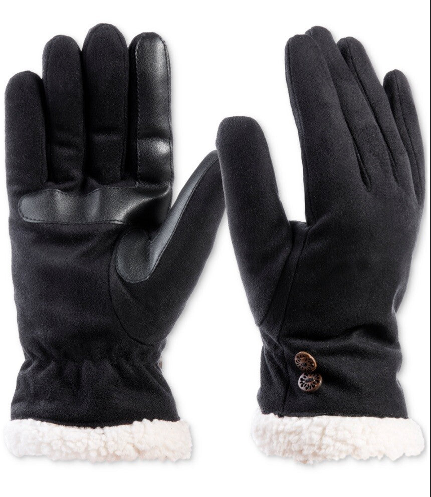 ISOTONER Womens Microsuede Water Repellent Gloves SmarTouch Black L/XL