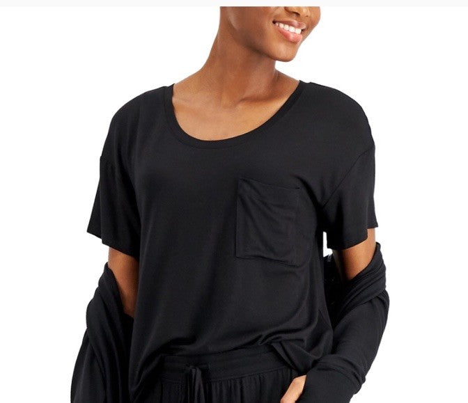 Alfani Super Soft Scoop-Neck Pajama Top Black XL