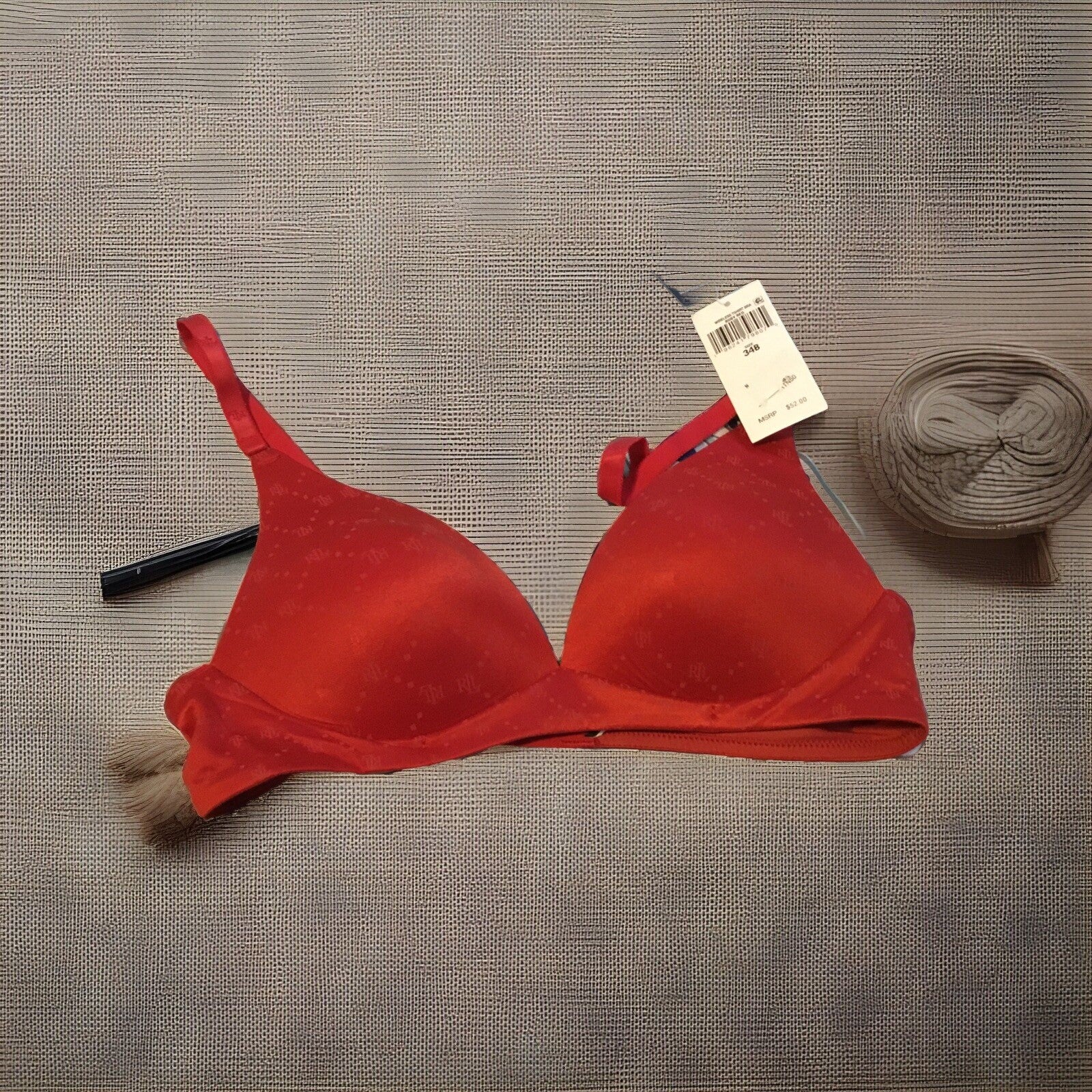 LAUREN RALPH LAUREN Wireless Logo T-Shirt Bra in Ruby Red 34B
