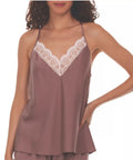 FLORA NIKROOZ Kit Heart Lace Trim Camisole Mauve Size S New T90483 Top Only