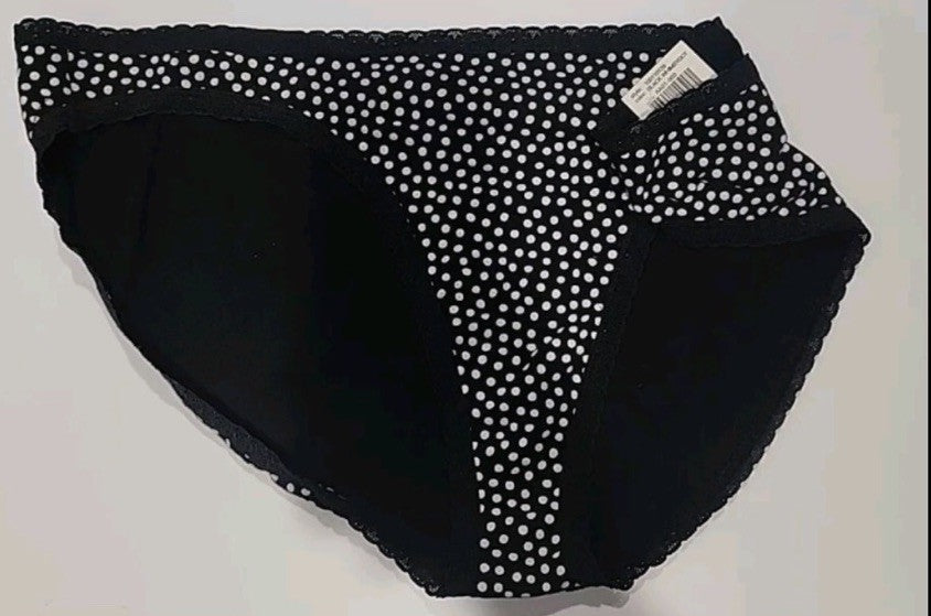 Jenni Women’s Lace Trim Bikini Underwear Black Whimsydot XL