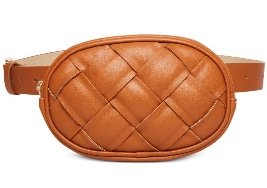 Steve Madden Women's Brown Basket-weave Quilted Belt Bag - Size S