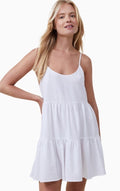 Womens Textured Cotton Mini Dress White M