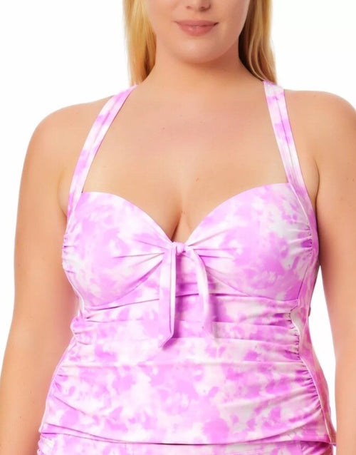 California Waves Tie-Dye Molded-Cup Tankini Top Pink Size 3(22/24)