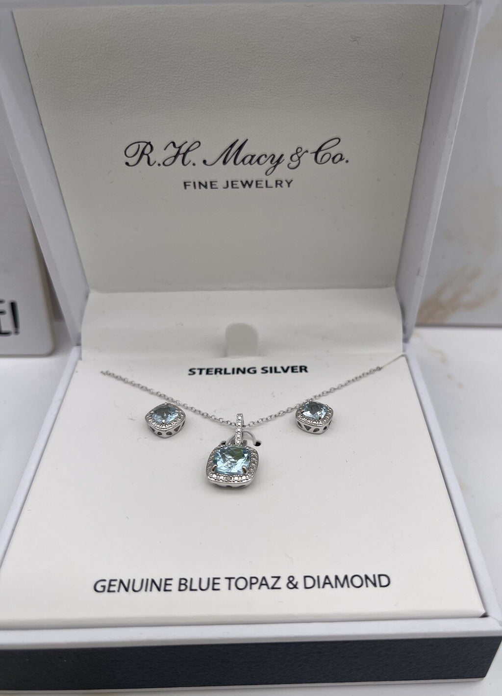 r h macy co fine jewelry Blue Topaz Necklace And Earrings Set