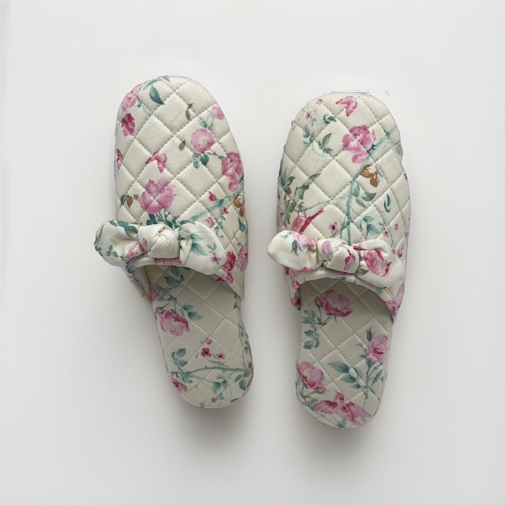 Charter Club Memory Foam Women’s Slippers XL 11-12 Yellow With Flowers
