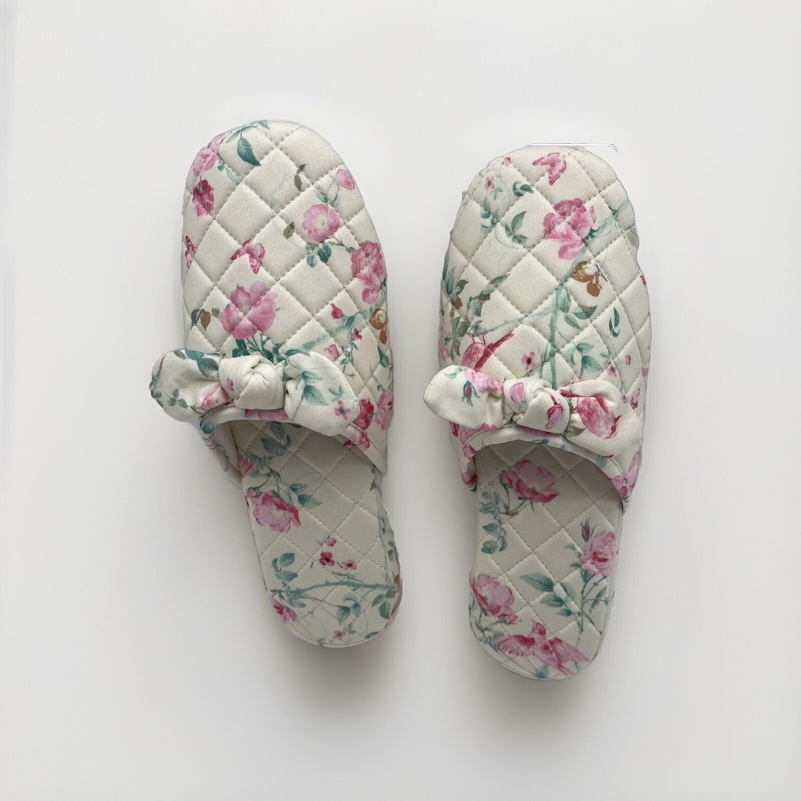 Charter Club Memory Foam Women’s Slippers XL 11-12 Yellow With Flowers