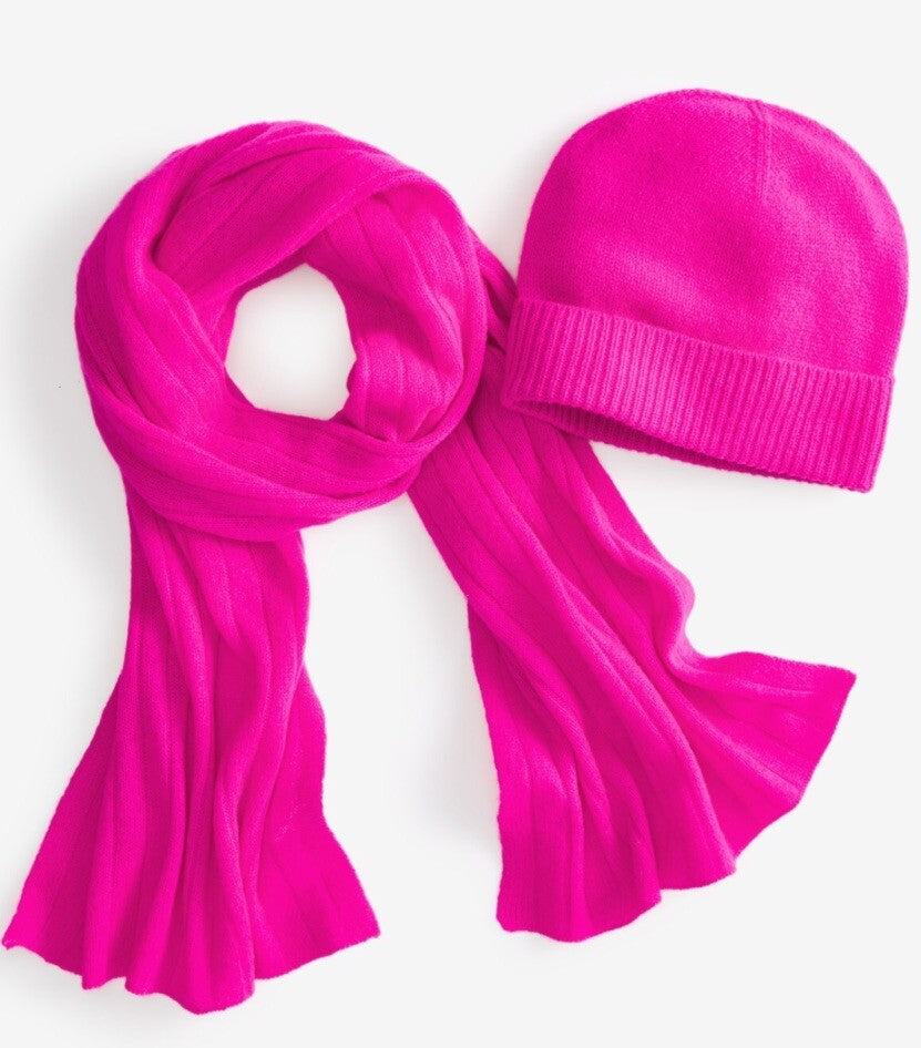 Charter Club Cashmere Cuffed Beanie Fuchsia ONE SIZE