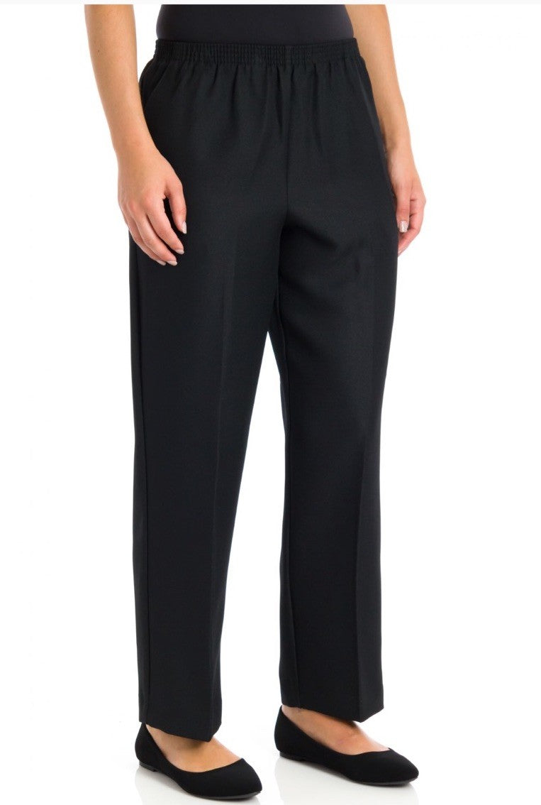 Alfred Dunner Plus Size Classic Fit Pants 24W Proportioned Short Pull On Black