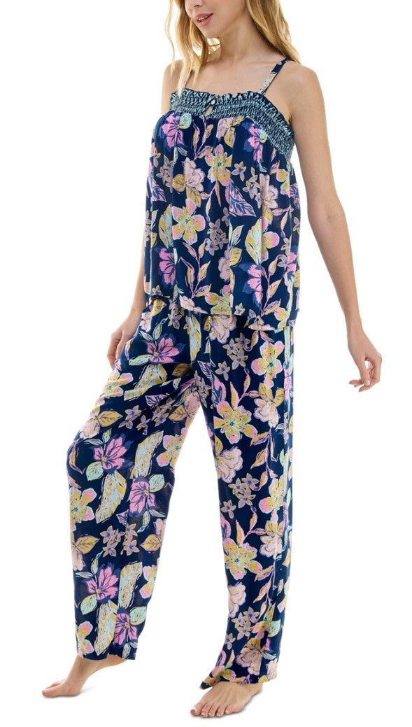 Roudelain Women's 2-Pc Smocked Swing Cami & Pants Pajamas Set - Rain Forest, S