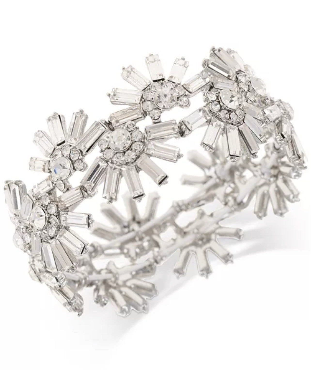 I.N.C. International ConceptsSilver-Tone Mixed Crystal Flower Stretch Bracelet