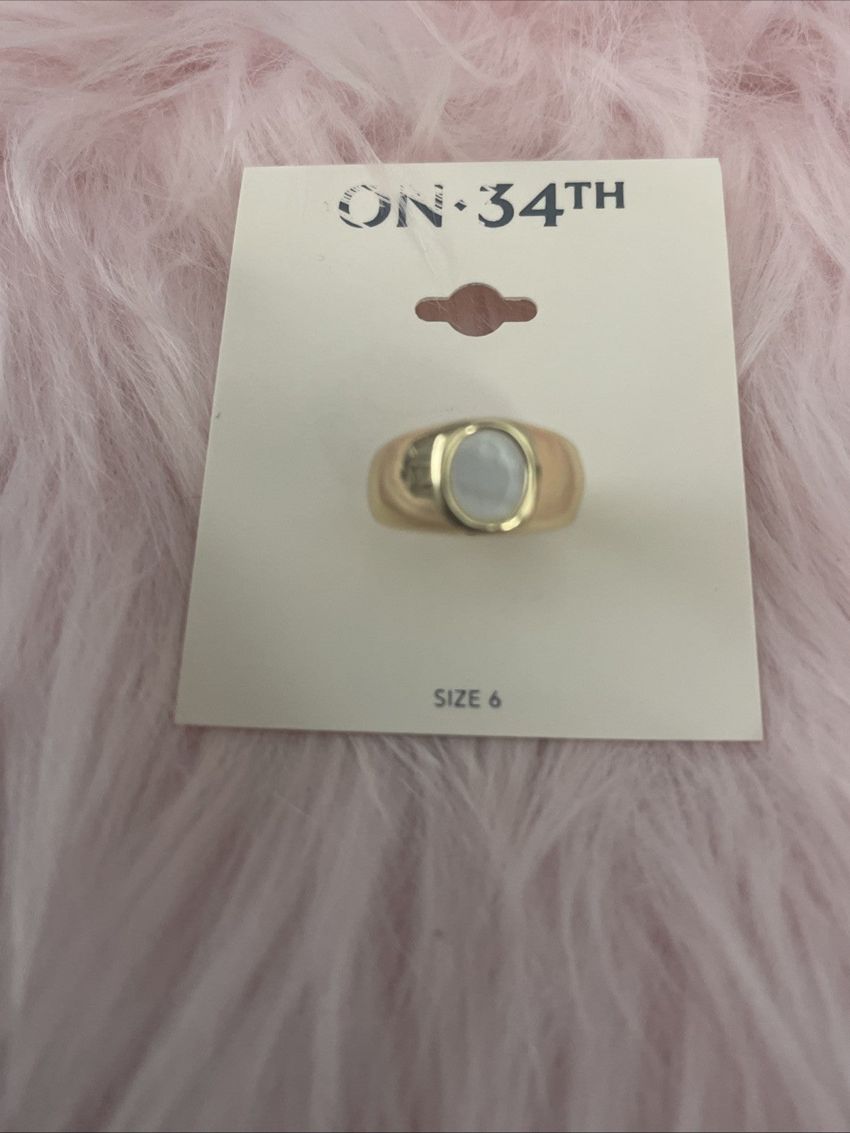 On 34th Gold-Tone Mother-of-Pearl Signet Ring, Created for Macy's - Gold Size 6