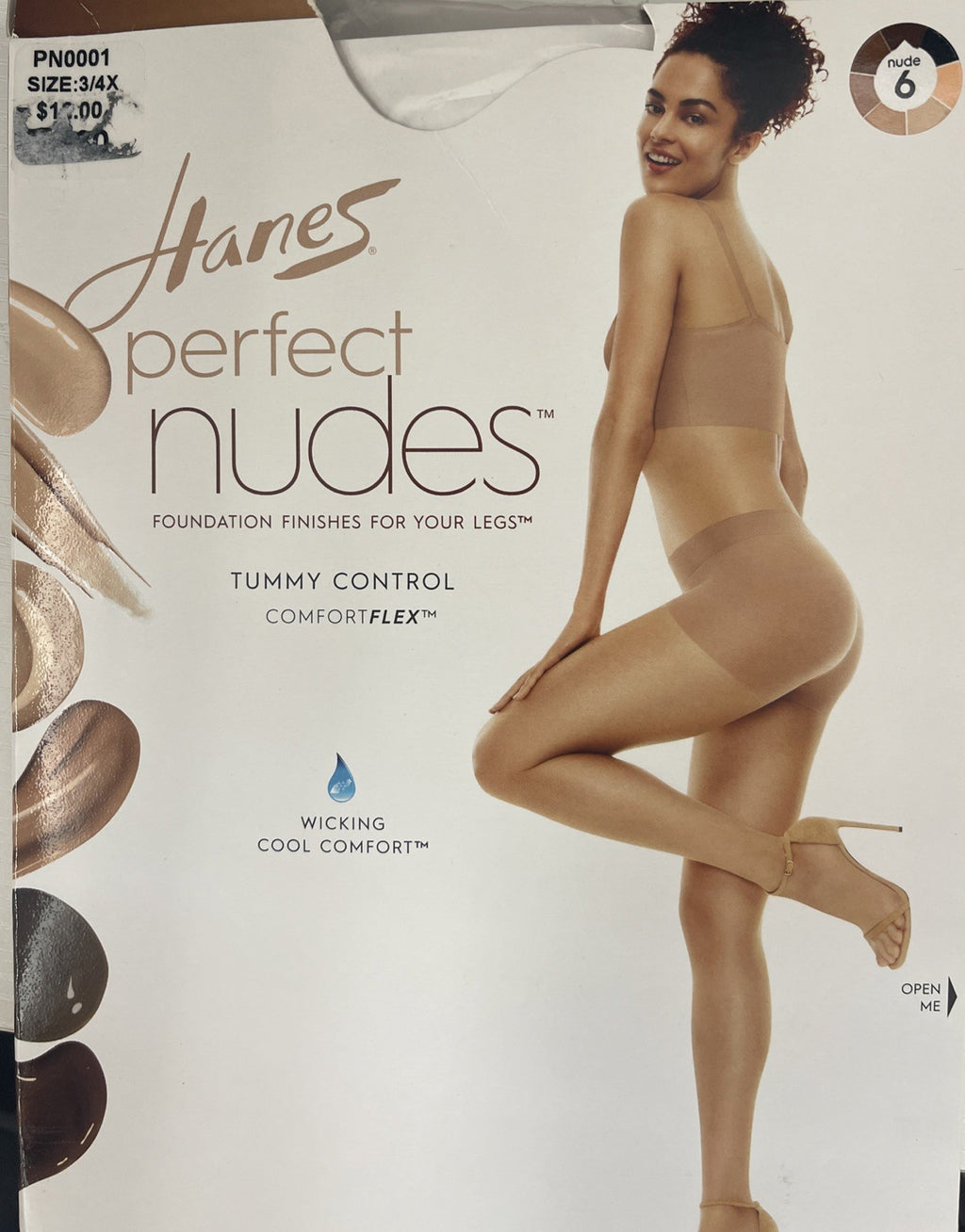 Hanes Perfect Nudes Tummy Control ComfortFlex Wicking Pantyhose bronze sz 3/4X