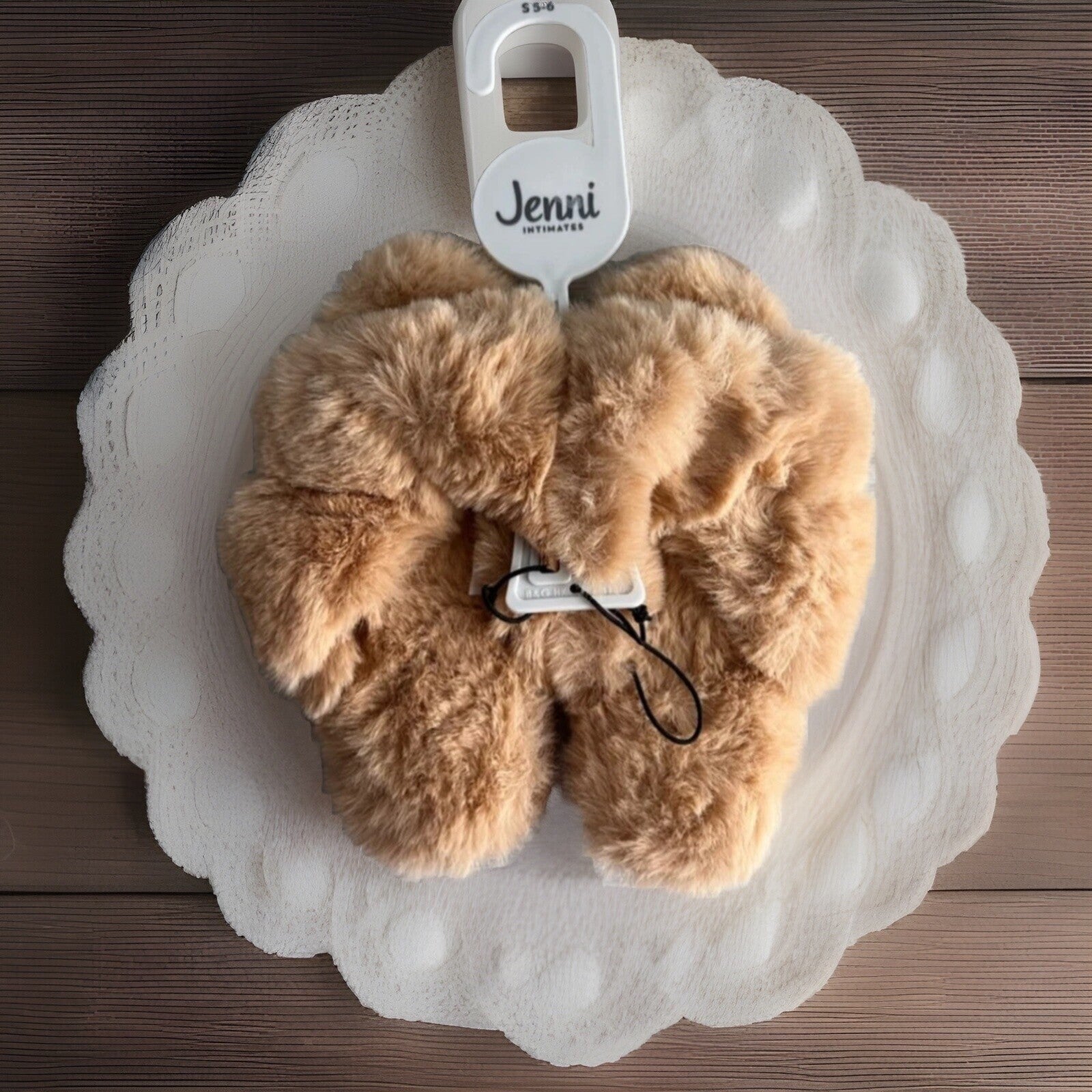 JENNI Women's Faux-Fur Solid Crossband Slippers S 5-6