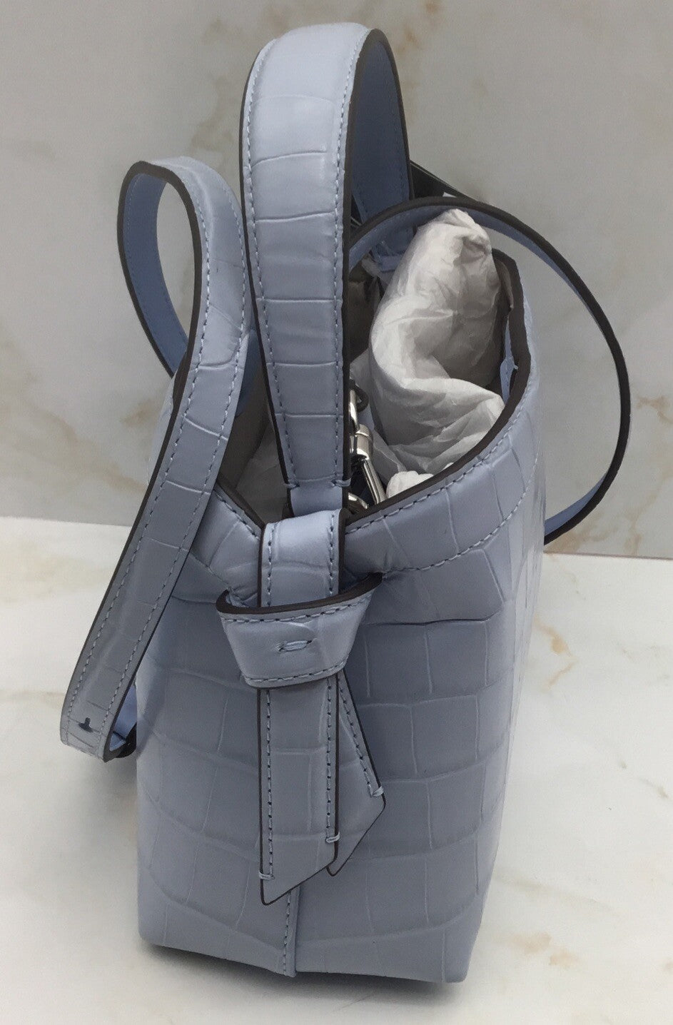 Kate Spade Knott Croc-embossed Mini Crossbody Tote ~NWT~ Blue