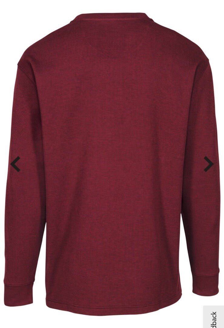 NWT Men's Members Mark Thermal Henley Small Wine Heather BRAND NEW!