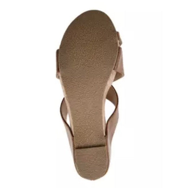 Journee Collection Womens Rayna Brown Wedge Sandals 7 1/2