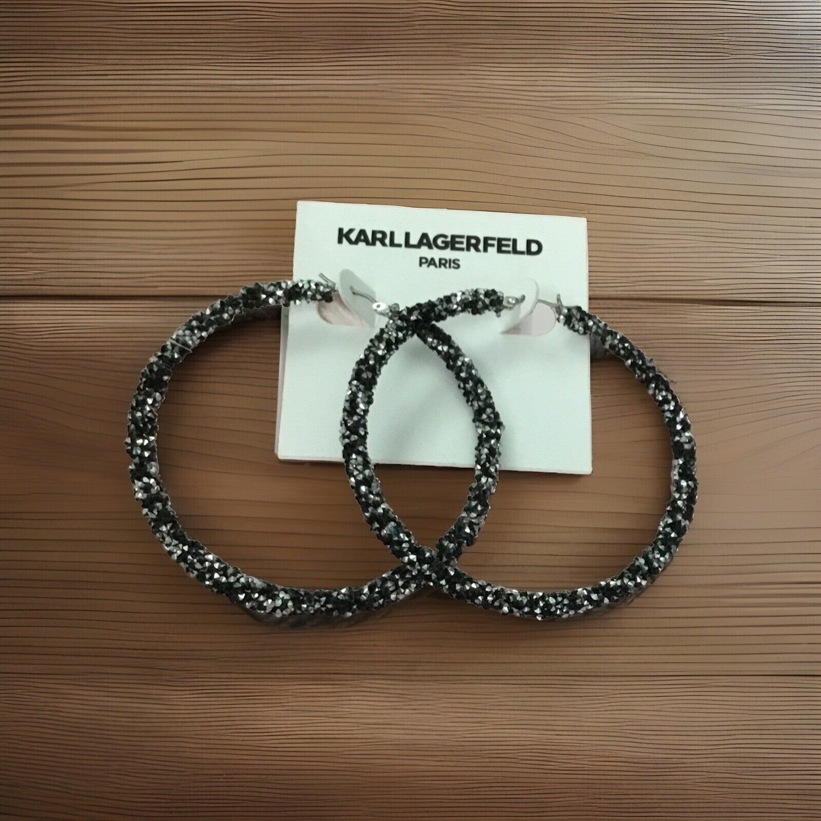 KARL LAGERFELD PARIS Silver-Tone Large Beaded Hoop Earrings, 2.47"
