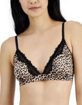 I.n.c. International Concepts Women's Satin Micro Bralette, Cheetah, LARGE