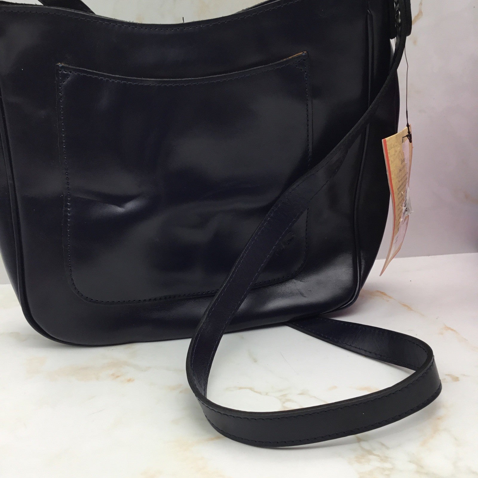 PATRICIA NASH Emeline vintage distressed leather crossbody + Dust bag Navy Blue
